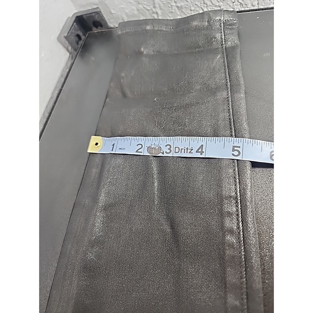 Paige Hoxton Straight Leg Ankle Moto Jeans in Black Fog Luxe Coating. 27 - Picture 10 of 10